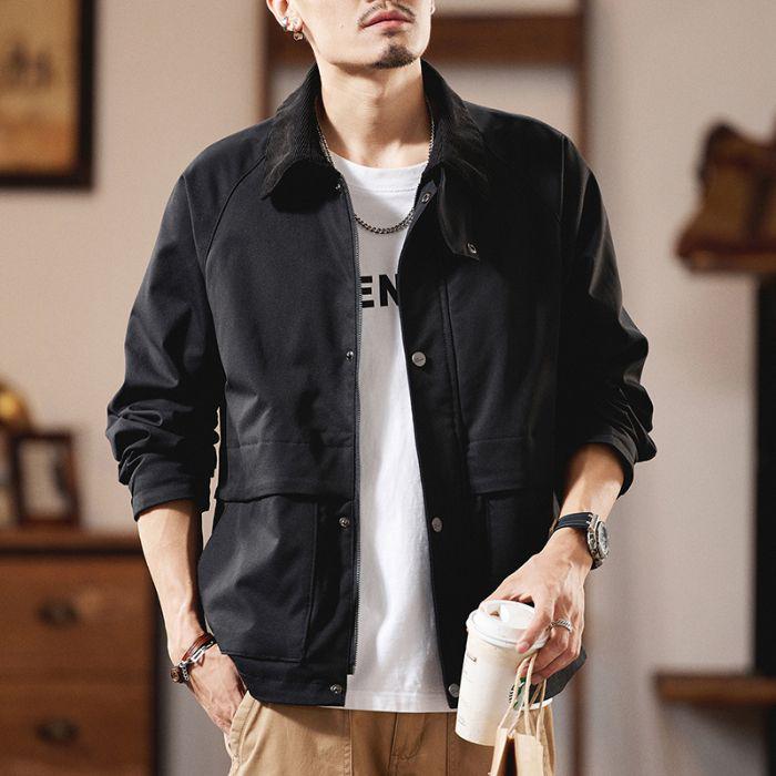 

Чоловіча ретро робоча куртка - Осінь/Зима, Щільний оксамит, Модний дизайн з багатьма кишенями 2XL