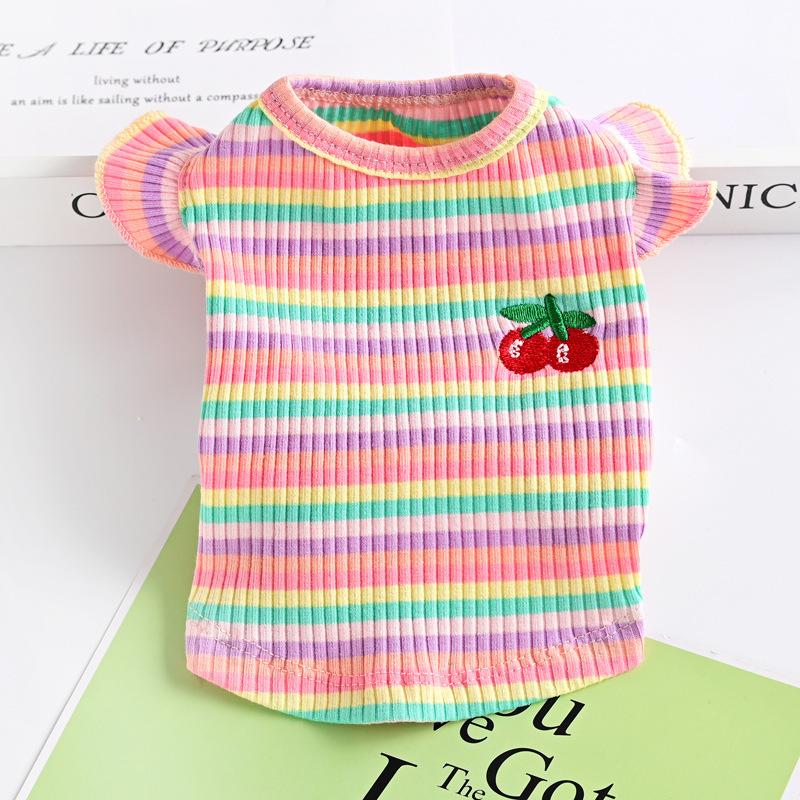 Stretch Striped Pet Cat Vest Yorkshire Teddy Small Dog Dog Clothes Princess Skirt Spring Summer Thin