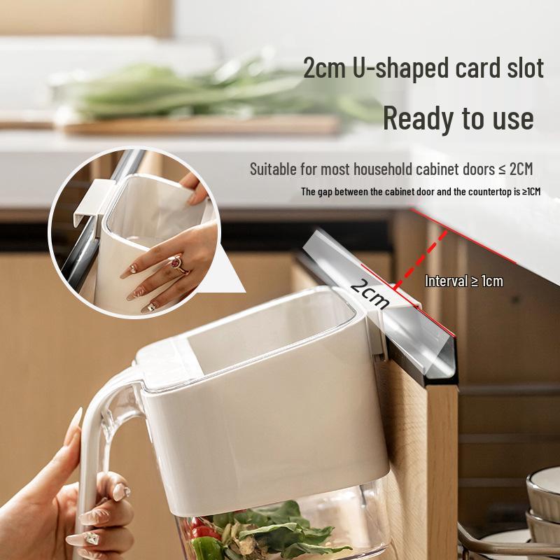 Wall-Mounted Kitchen Trash Can with Scraper - Cabinet Door Hanging Design