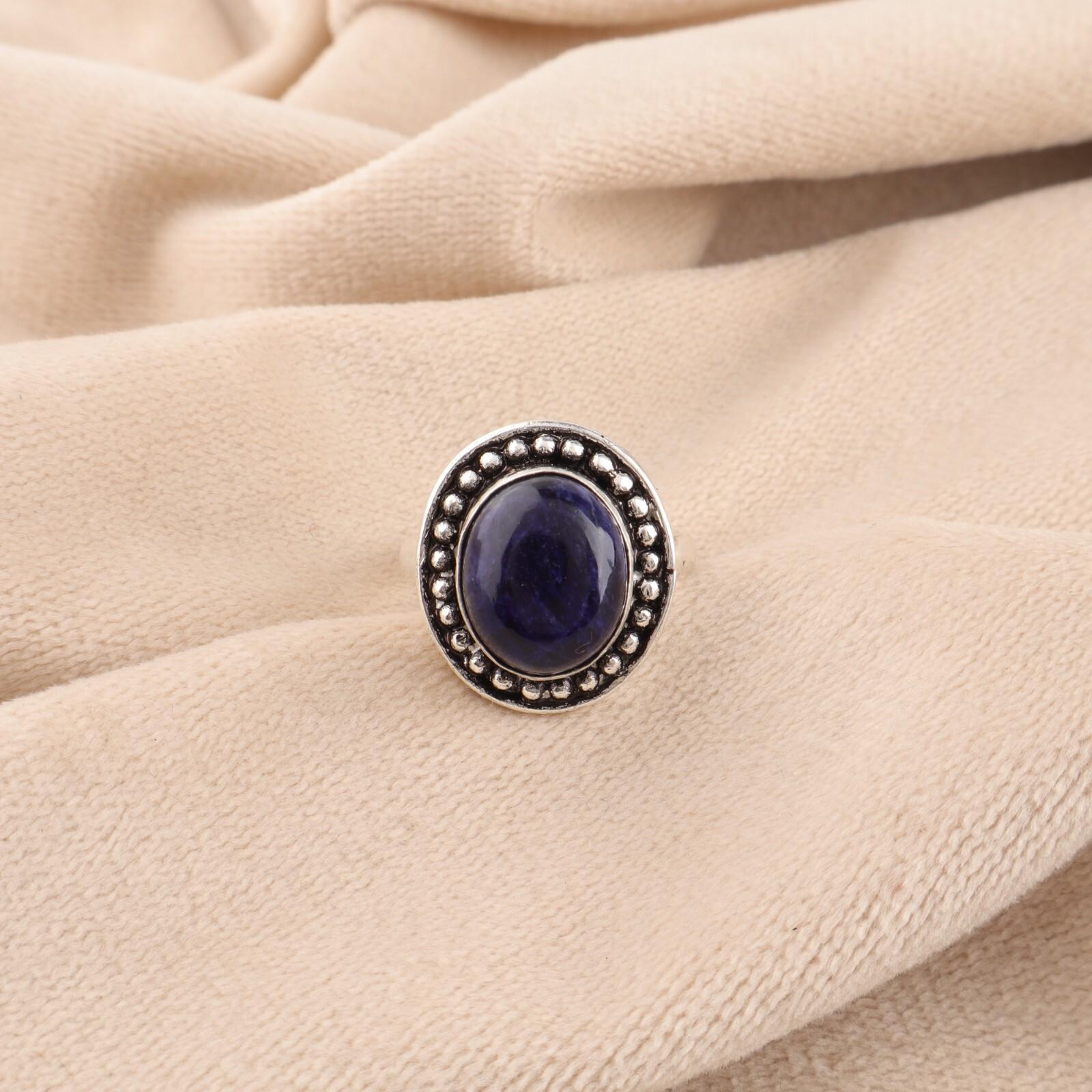 

Натуральный содалит, драгоценный камень, серебро 925 пробы, украшения ручной работы, кольцо для вечеринки RR-62-29 13