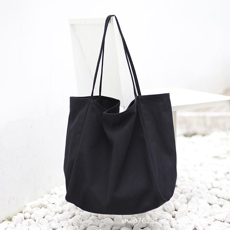 Large Capacity Canvas Tote Bag Commuter Shopping Bag Cloth Bag Solid Color Tote Bag Lazy Wind