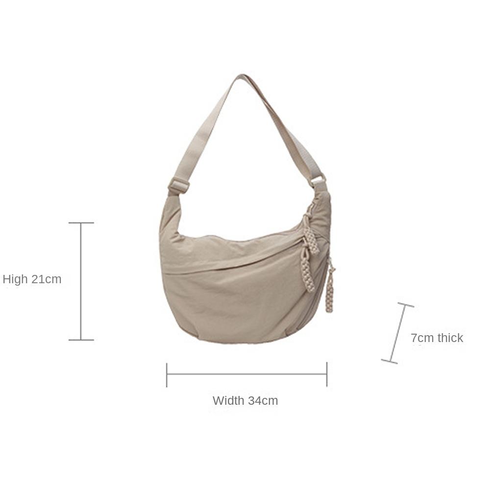 Versatile Canvas Crossbody Bags Large Capacity Korean Simplified Shoulder Bag Lightweight Solid Color Dumpling Bag Travel