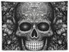 Wandbehang Schwarz-Weiß Totenkopfmuster Wandteppich für Schlafzimmer 50"x60" Vintage Wandteppiche Veranda Hängender Hintergrund Wandposter