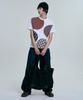 MOO Check Circle Patchwork Short Sleeve T-Shirt - White