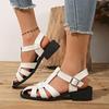 Women's Roman Style Flat Sandals Summer Beach Shoes Open Toe Buckle Strap Casual Slip Resistant Sole Comfortable Fit
