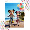 Disney DIY diamond painting 5d full diamond cross stitch Mickey Minnie beach cycling decorative painting for living room bedroom