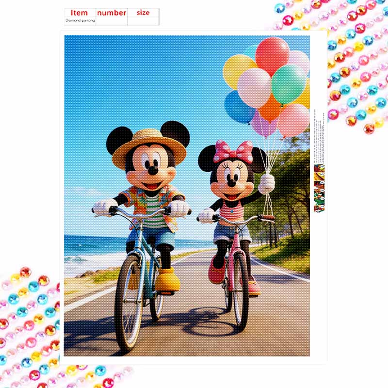 Disney DIY diamond painting 5d full diamond cross stitch Mickey Minnie beach cycling decorative painting for living room bedroom
