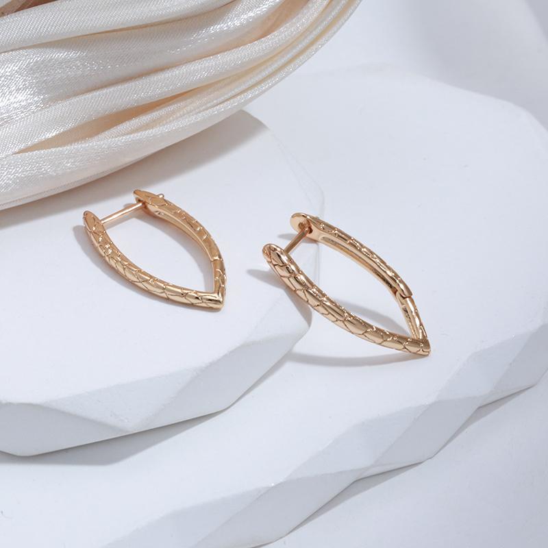 Kinel V Shape Snake Scale Drop Earrings For Women Rose Gold Color