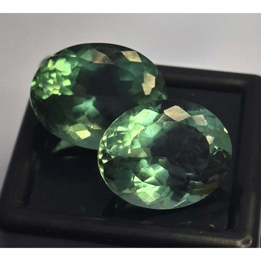 Fabulous Green Tourmaline Natural Oval Cut 19-21 Ct Pair Certified Gemstone