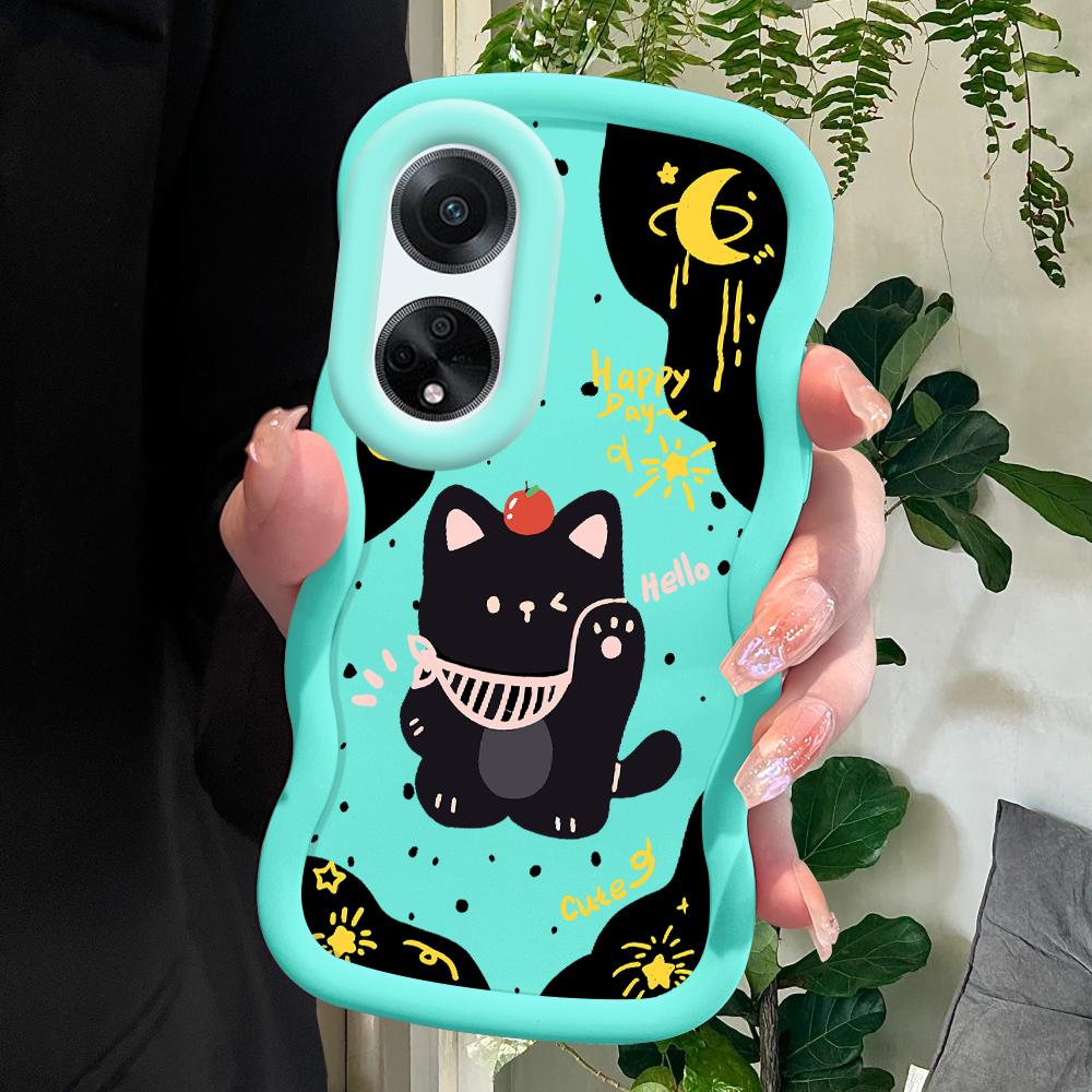 

Окрашенный узор Big Wave Edge Мягкий силиконовый материал Macaron чехол для телефона противоударный защитный резиновый чехол для OPPO Reno Realme OPPO A3 Pro синий