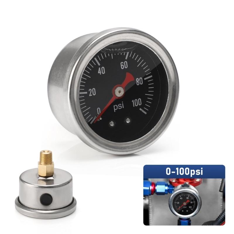 Heavy Type Iron Fuel Pressure Meter 1/8 Inch Size 0 100 Range Easy Installation For Vehicle Diagnostic Testing