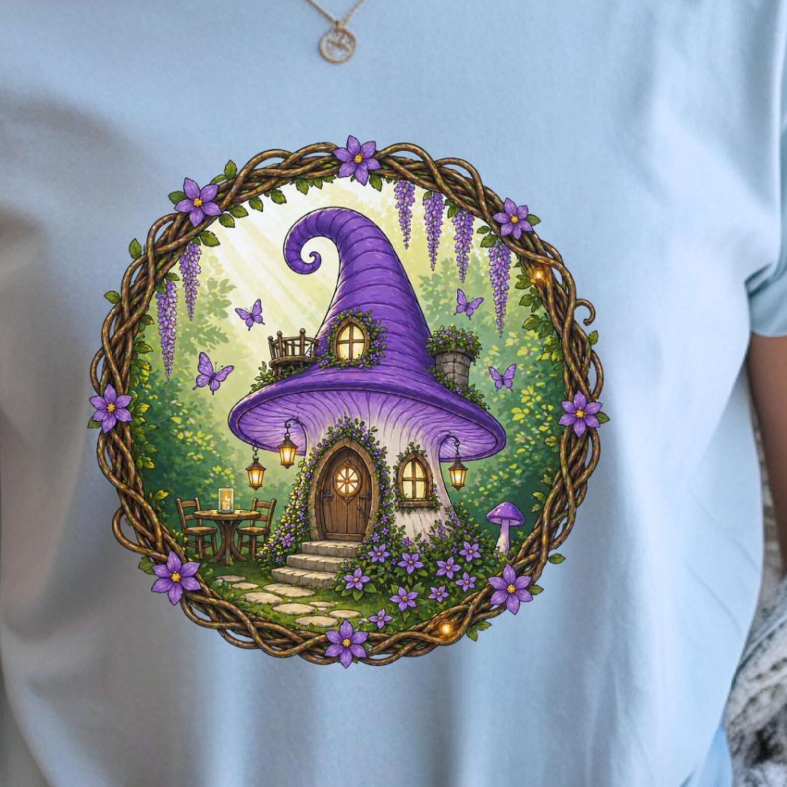 Fairy Mushroom Cottage Shirt | Enchanted Forest House Tee | Whimsical Fantasy Gift 2XL