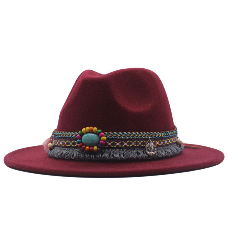 eBay New Woolen Top Hat Women's Minority Style Retro Flat-brimmed Jazz Hat