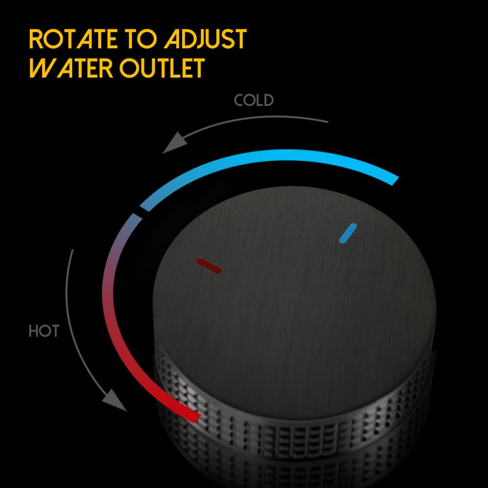 Gunmetal Basin faucet Knurled knob Hot & Cold Sink Mixer 360 Rotating Spout Wider spread Deck Mounted Basin Tap Bathroom Faucet