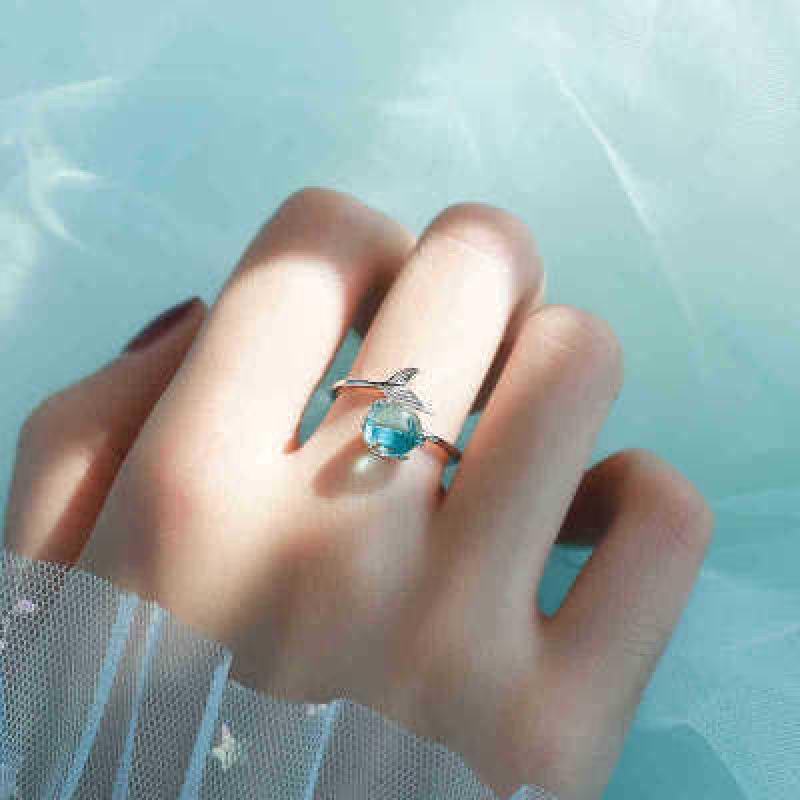 Mermaid Foam Adjustable Fishtail Ring - Women s Fashion Jewelry 2025 Adjustable Open серебряный