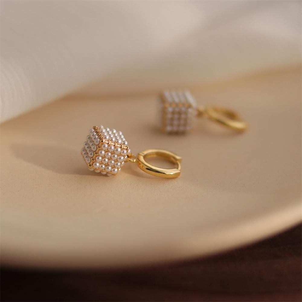 Luxury CZ Imitation Pearl Earrings for Women Gold Color Temperament Elegant Lady Drop Earrings Wedding Party  Jewelry