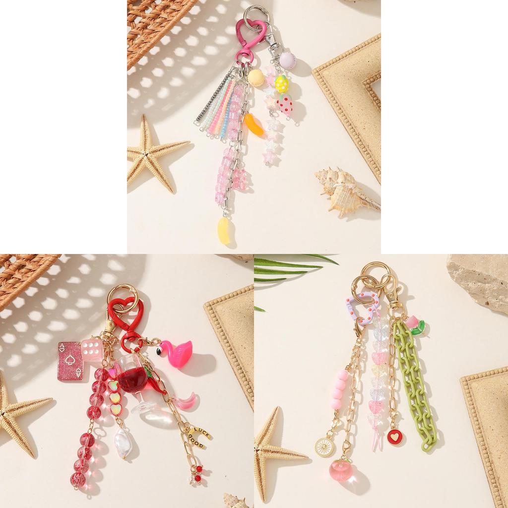 Cute Animal Keychain With Starry Heart And Water Drop Pattern For Kids And Teens