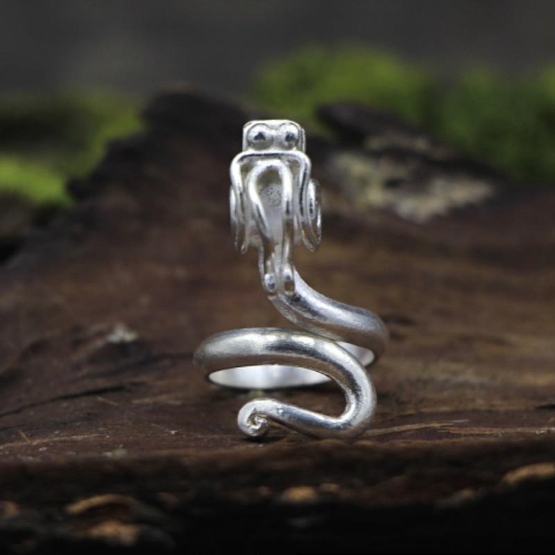 Adjustable Open Ring Women Men Ethnic Chinese Style Dragon Holding Pearl Boho Vintage Statement Jewelry Adjustable Open Band