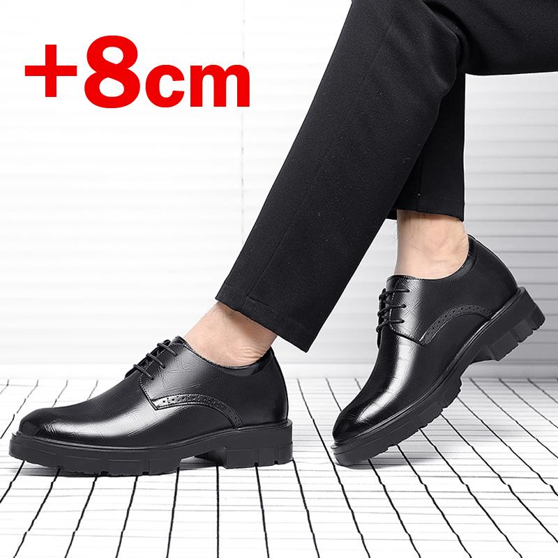 Nuovi Uomini Estivi Cava Plateau Tacco Alto 5/8/10 CM Crescita in Altezza Formale Uomo Derby Scarpe in Pelle Uomo Scarpe da Cerimonia Elevatore