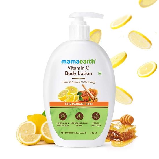 Mamaearth Vitamin C Körperlotion für Frauen und Männer, Körperlotion für trockene Haut - 2er Pack (400 ml * 2)