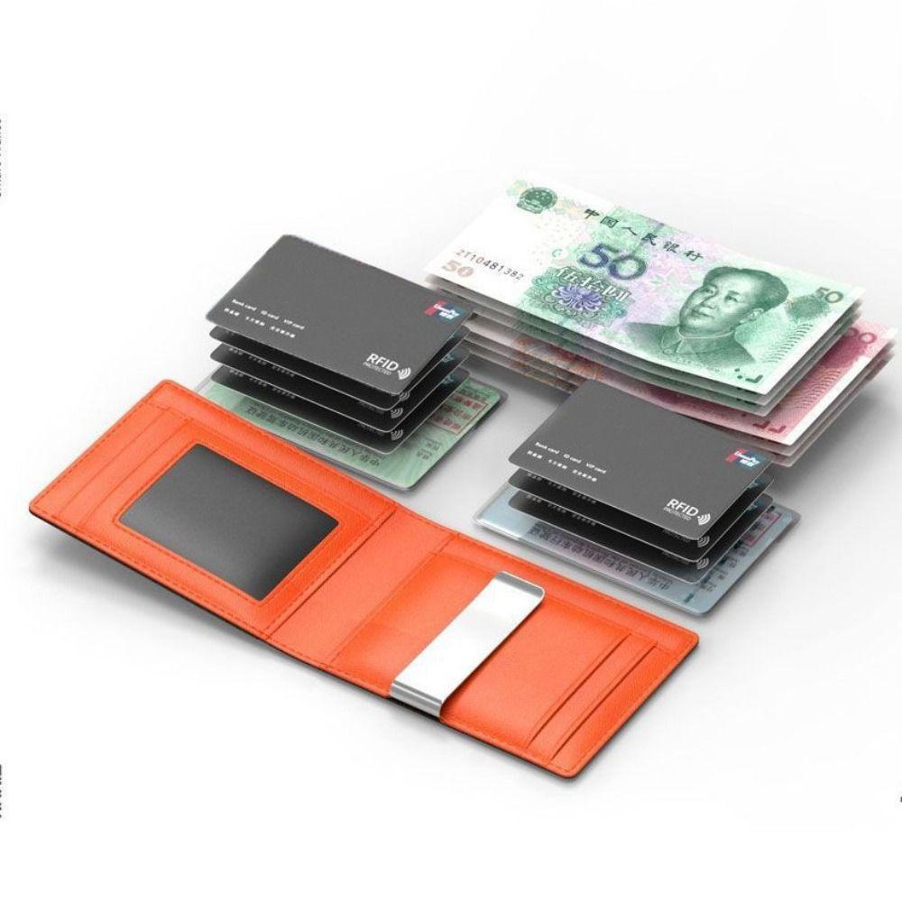 Fashion Bifold Design Business Card Holder PU Leather Thin Minimalist Wallet ID Badge Window Multi-slot Coin Purse For Men