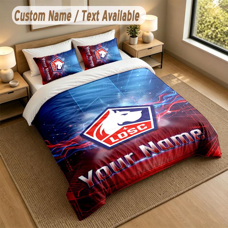 Bedding Set 1 Duvet Cover 2 Pillowcases LOSC Lille Print Soft Bed Linen Bedroom Decor