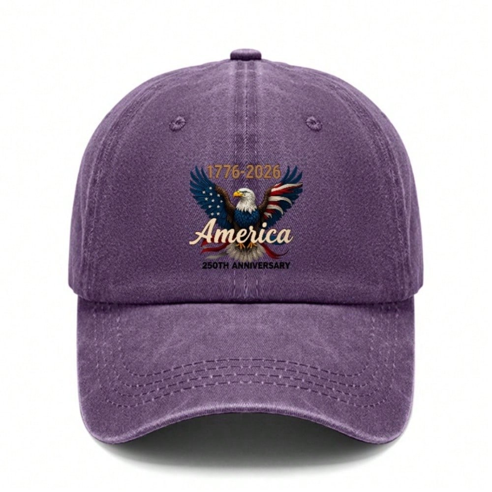[Patriotic Baseball Cap] 250Th Anniversary AMERICA Eagle Print Polyester Adjustable Vintage Style Baseball Hat For July 4Th Independence Day Memorial