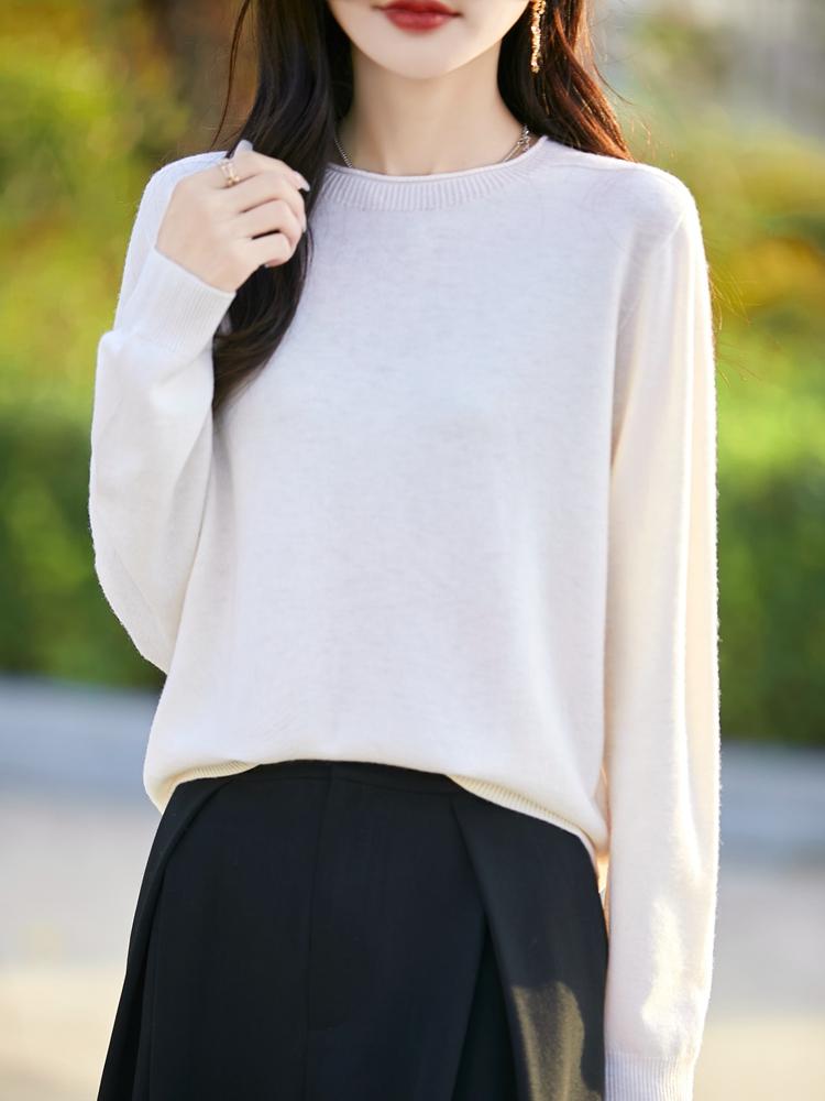 Women's Cashmere Sweater Qinghe Cashmere 50% Silk 50% Wool Autumn and Winter Cashmere Pullover Soft and Warm