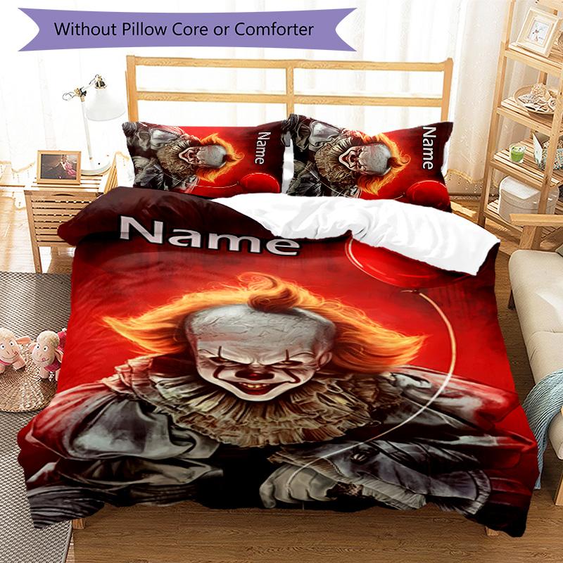 3pcs Pennywise2 Cover Set - Personalized Name, HD Printed Bedding with 1 Cover and 2 Pillowcases - Perfect for Home Decor, Easy Care
