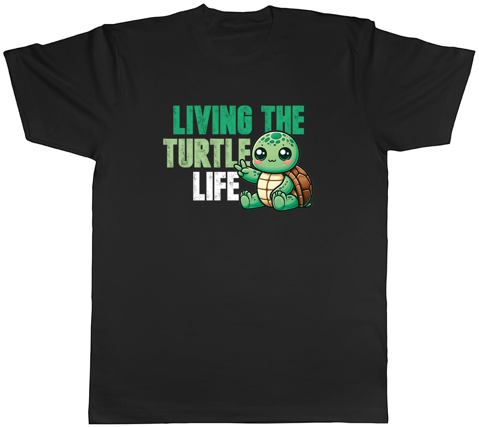 Living the Turtle Life Mens T-Shirt Tee Gift Top L