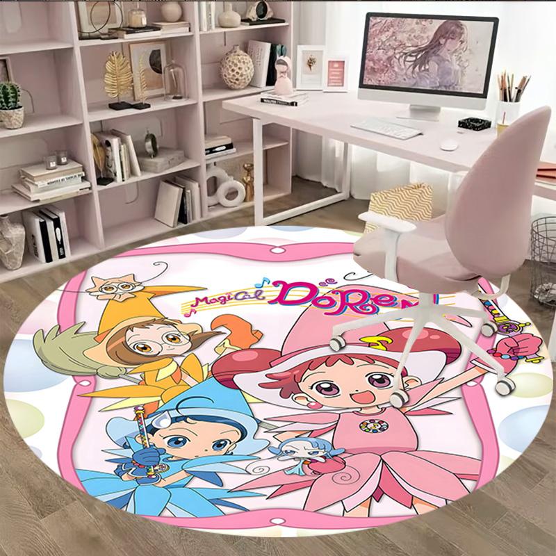 1pc DoReMi2 Print Round Carpet Chair Round Carpet Suitable for Bedroom Living Room Home Decorative Carpet