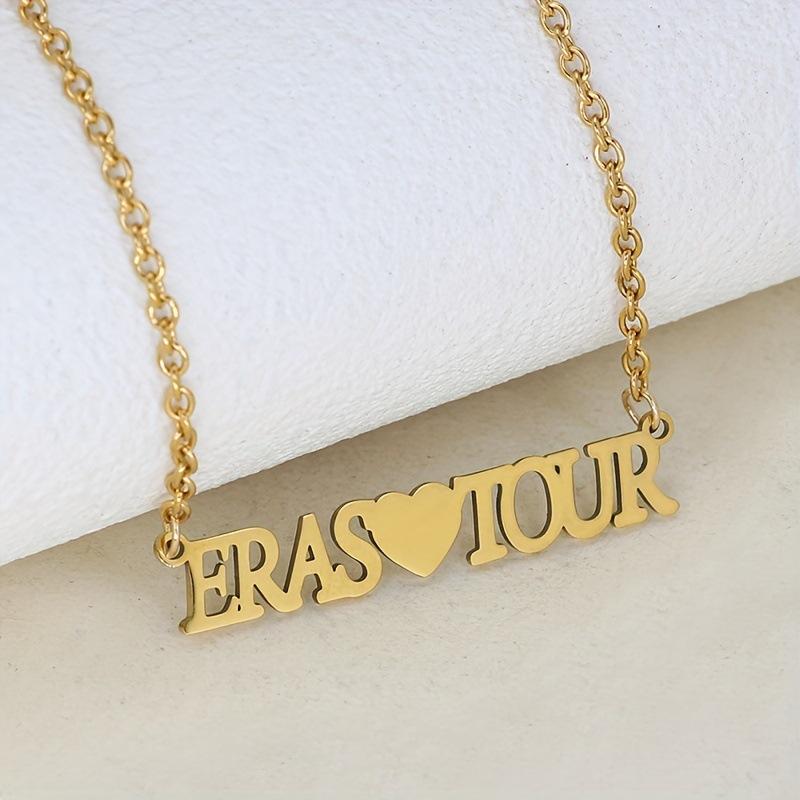 Stainless Steel Letter Pendant Necklace Gold Letter Adjustable Chain Anniversary Gift Love Necklace for Couple