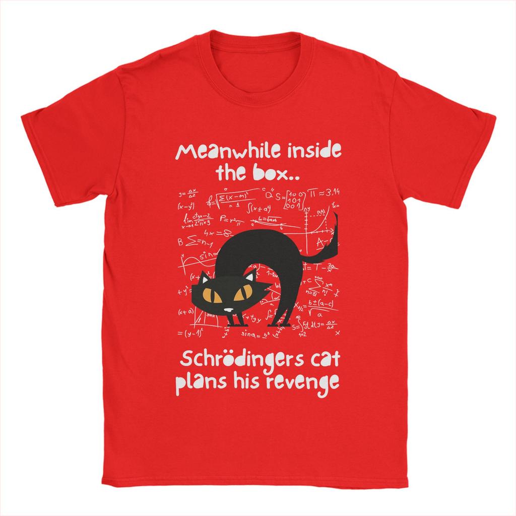 Schrödingers Katze Physik T-Shirts für Herren 100% Baumwolle Lustiges T-Shirt Rundhals Wissenschafts-Tees Kurzarm-Tops Übergröße