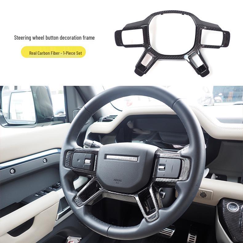Carbon Fiber Steering Wheel Button Frame for 2020-2022 Land Rover Defender 110/90 Interior