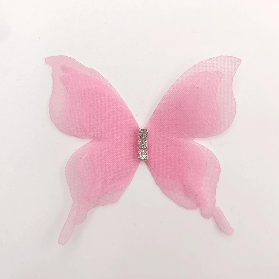 10 Stück Farbverlauf Organza Stoff Schmetterling Applikationen 3D 5CM Chiffon Schmetterling Verträumt Durchscheinend DIY Nähen Basteln Dekoration