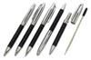 Black grained cowhide business card holder with genuine rotating ballpoint pen and black leather-wrapped Director's set, MEIB-PD03-B