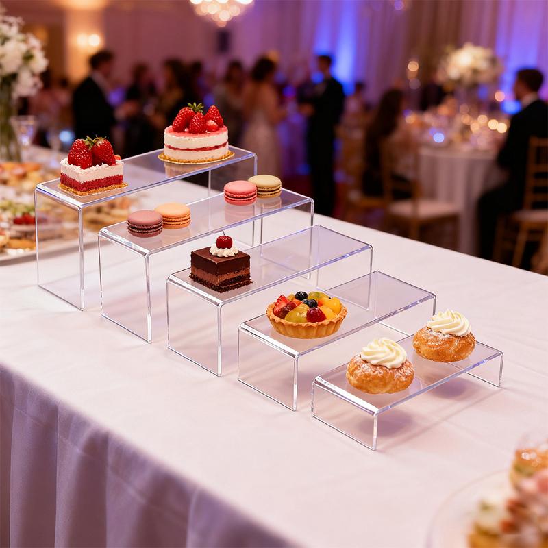 5 unidades de Soporte de Exhibición de Postres Acrílico Soporte de exhibición en forma de U duradero adecuado para bodas fiestas cupcakes caramelos joyeria del hogar