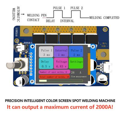 Double Pulse Spot Welder 2000A Smart Display Welding Machine 1.8" Screen 8AWG Cable Pedal Control 12V Battery Powered