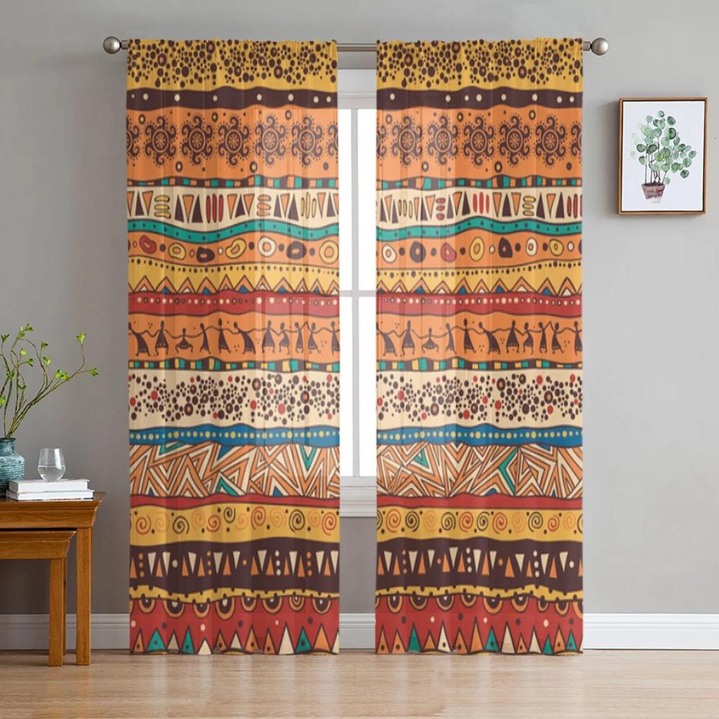 Durchsichtige Vorhänge im afrikanischen Stil für Wohnzimmer, Kinder, Schlafzimmer, Tüllvorhänge, Küche, Fenster, Behandlungsvorhänge