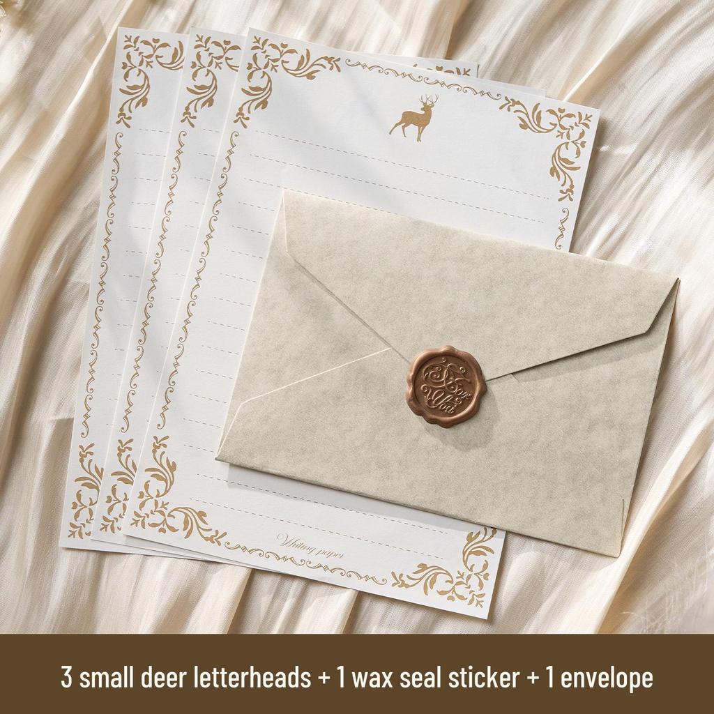 Romantic Retro Nostalgic Sheepskin Texture Stationery Set with Wax Seal Stamp for Artistic Love Letters and Invitations