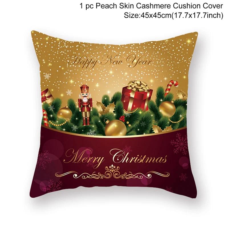 Christmas Cushion Cover Merry Christmas Decorations for Home 2026 Christmas Ornament Navidad Noel Xmas Gifts Happy New Year 2026