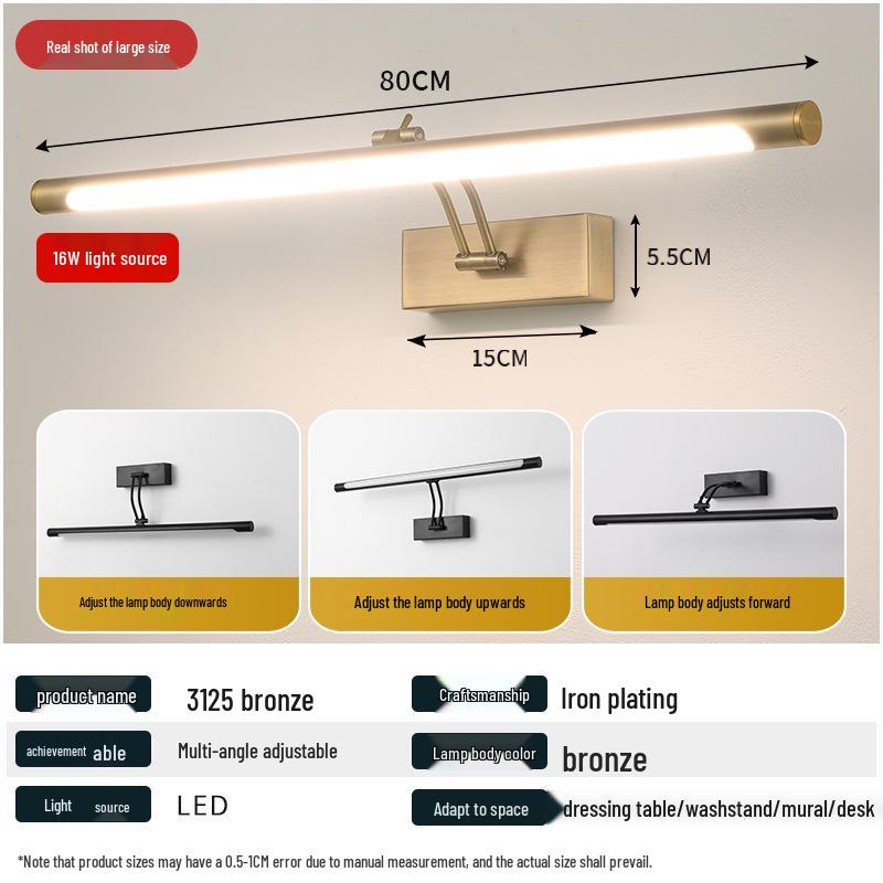 Luce a Specchio LED Telescopica Pieghevole per Armadietto del Bagno o Studio