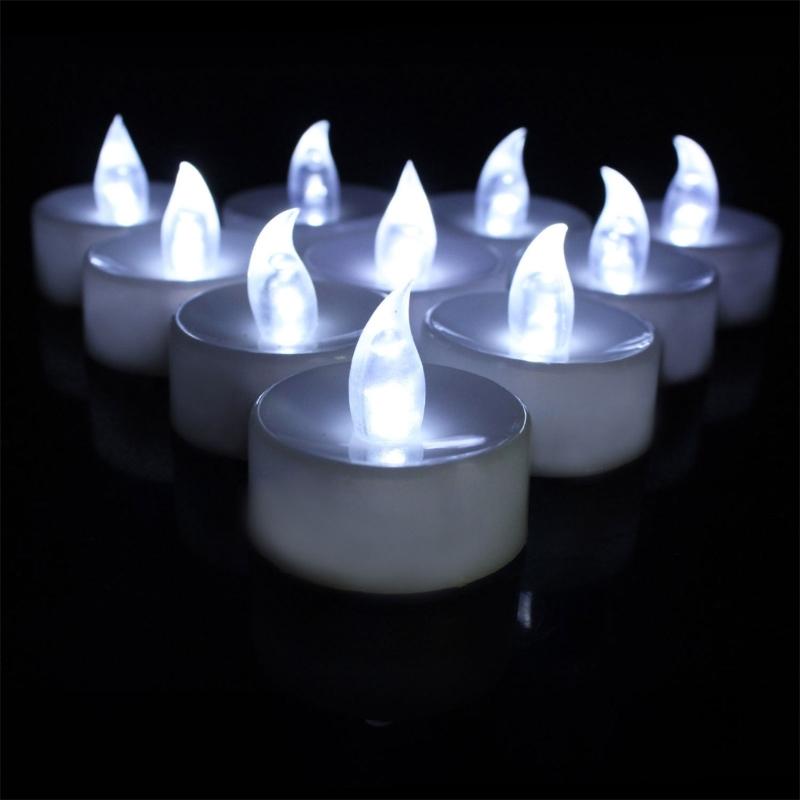 12 Count Clip Flameless LED Tealight Realistic Flame Decoration For Vases Tables Reusable Battery Candle