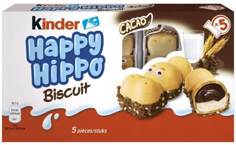 Kinder Happy Hippo Koekjeswafels Met Melk- En Cacaovulling 5 Stuks