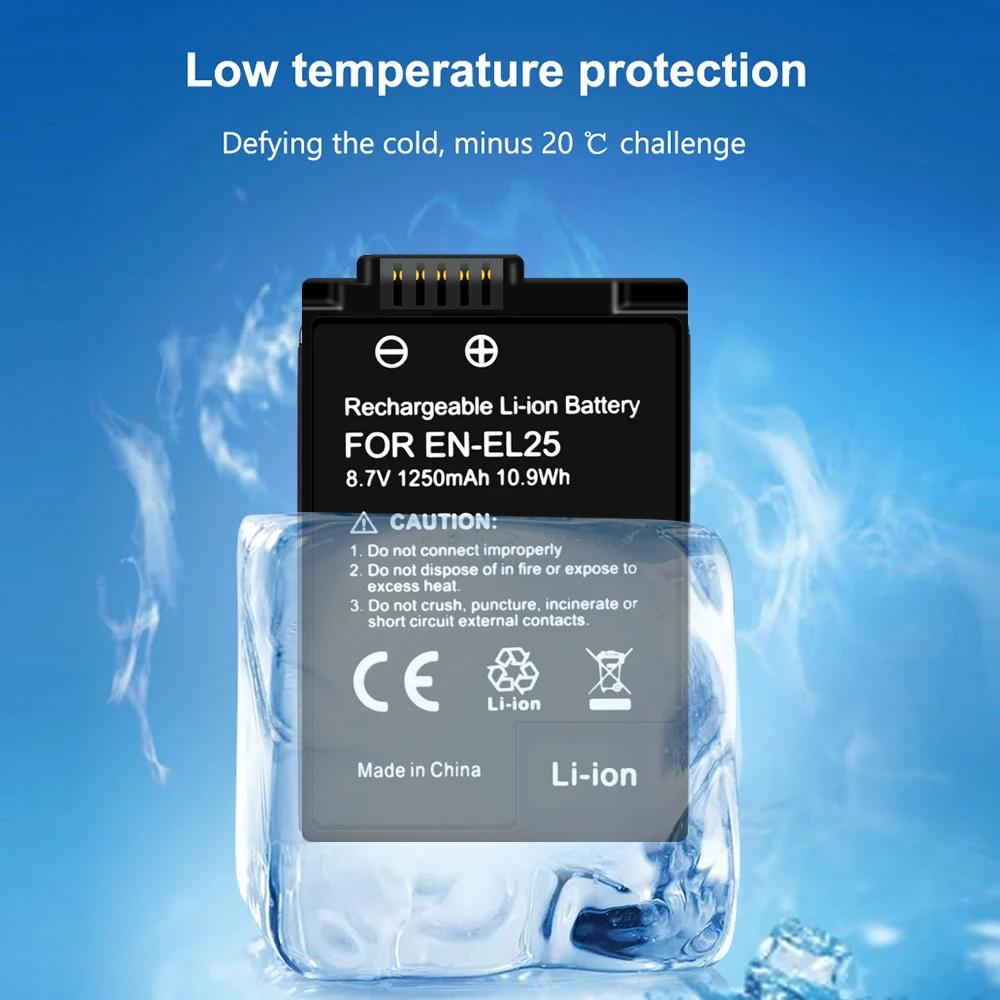 Cityork 1250mAh ENEL 25 EN-EL25 EN EL25 Oppladbart batteri + LCD USB dobbel lader for Nikon Z50 ZFC Z 50 Z FC MH-32 batterier