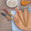 1Pairs Reusable Chinese Classic Wooden Chopsticks Traditional Vintage Handmade Natural Flower Bamboo Chopsticks Sushi Tools