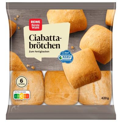 Rewe German Bread Ciabatta Brotchen (6 Pieces) 420G