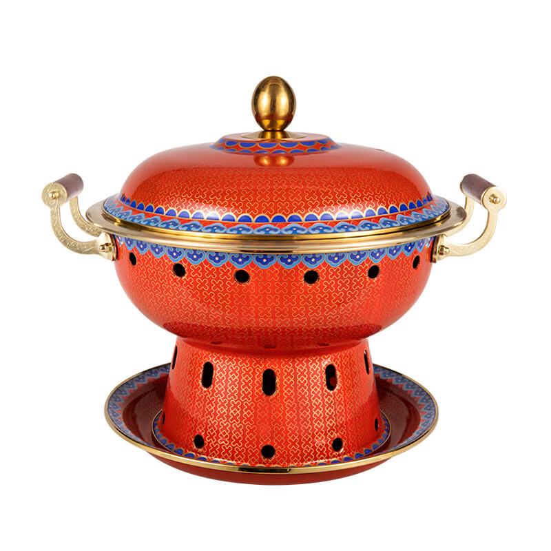ZISIZ Individual Cloisonné Copper Alcohol Hot Pot