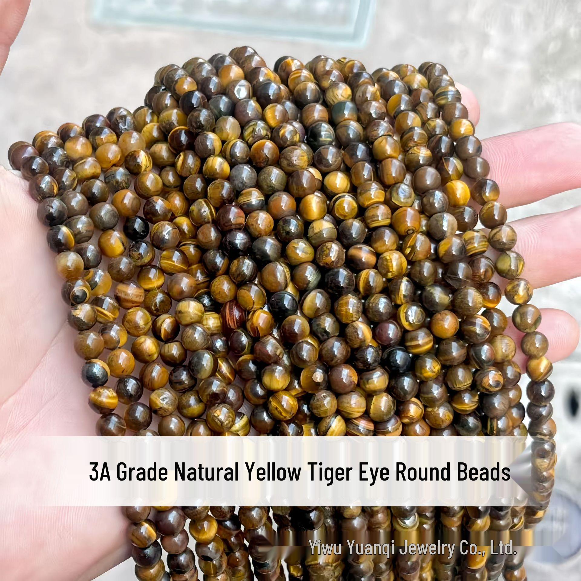

Yellow Tiger s Eye Round Beads Strands for DIY Bracelet Jewelry Accessories. 4mm strand / approx. 90 beads