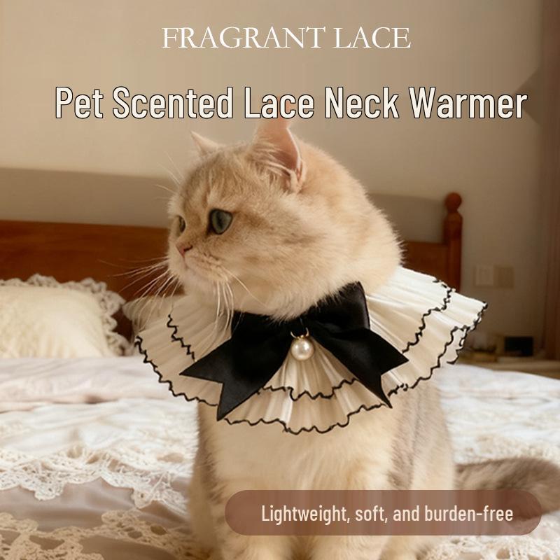 

Fragrant Lace Pearl Tassel Pet Bib for Cats and Dogs M (Length 25cm)